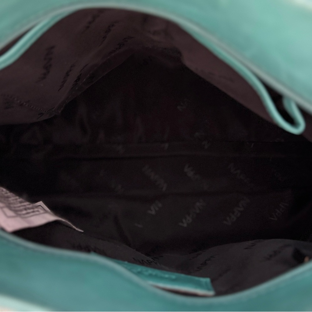 Aqua/Camel Leather Bag - NEW - Nappa Leather Handbag - Leather Purse - Picture 8 of 15